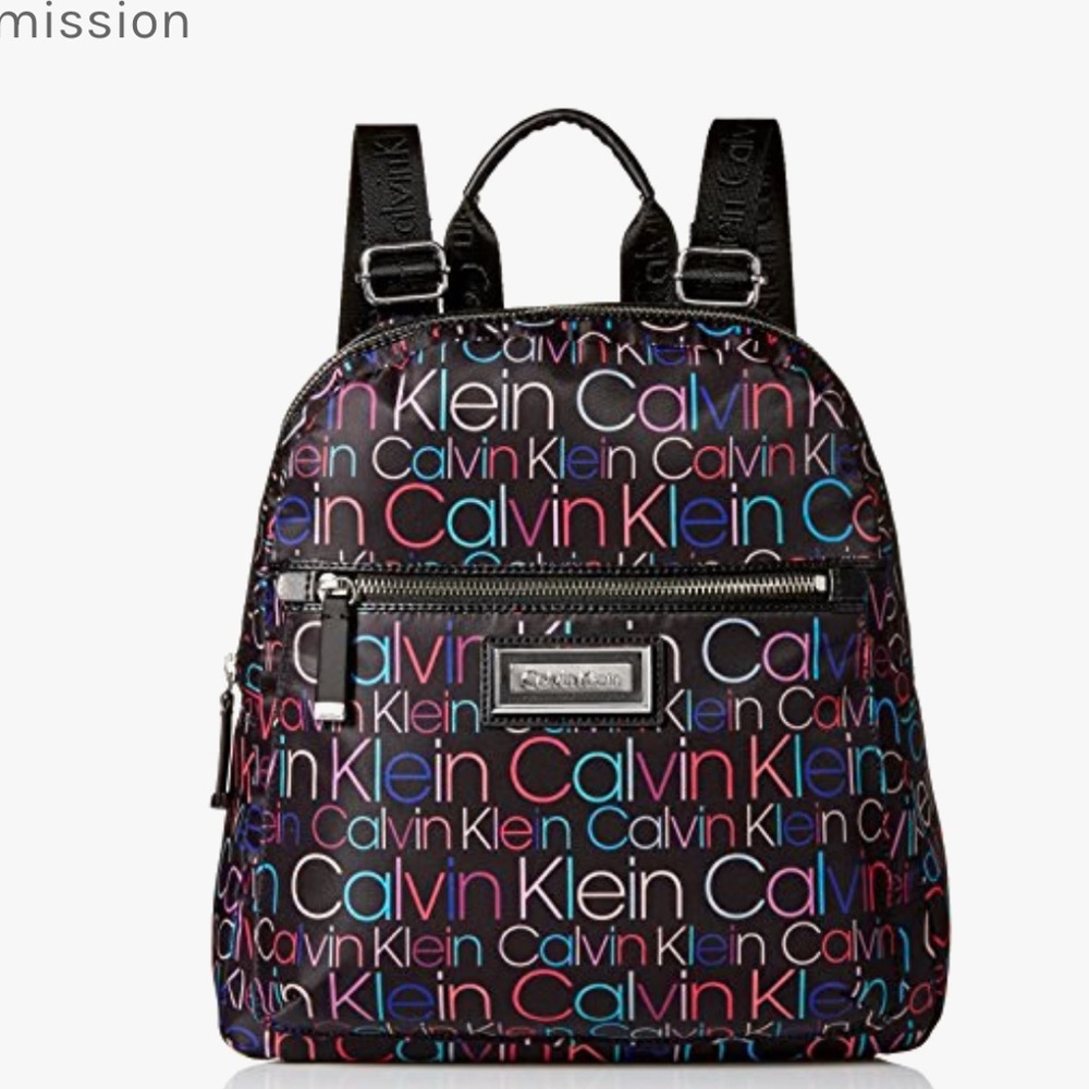 Calvin Klein Black Logo Backpack with Dome Shape
